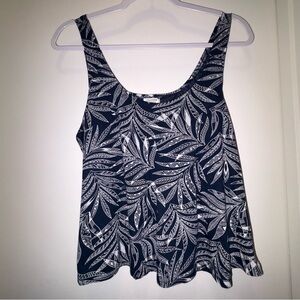 Volcom Navy and White Leaf Print Tank Top